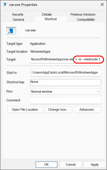 Shortcut Parameters