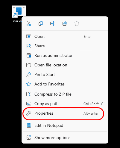 Shortcut Properties